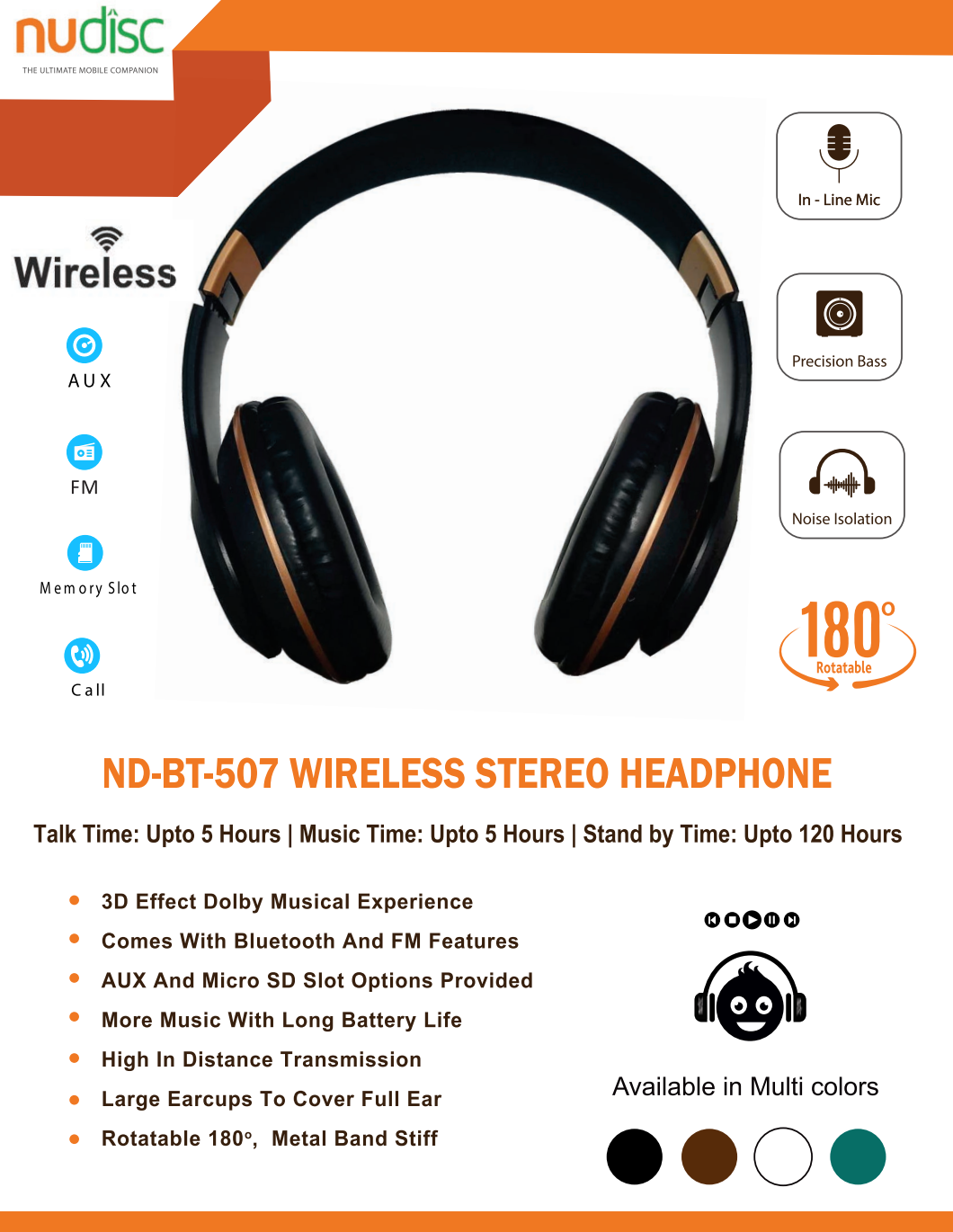 Bluetooth  head set ND-HS   507