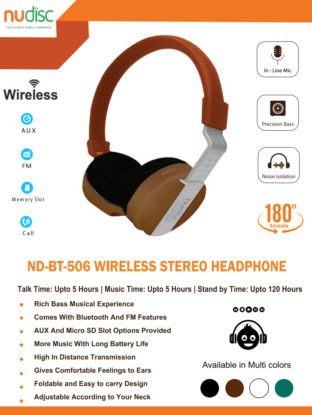 Bluetooth  head set ND-HS   506